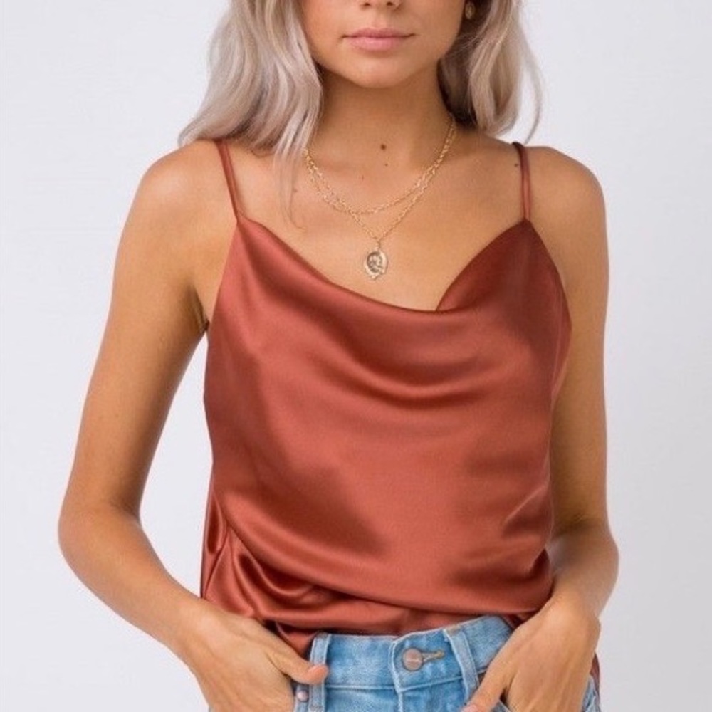 Princess Polly Betta Vanore Satin Cowl neck top